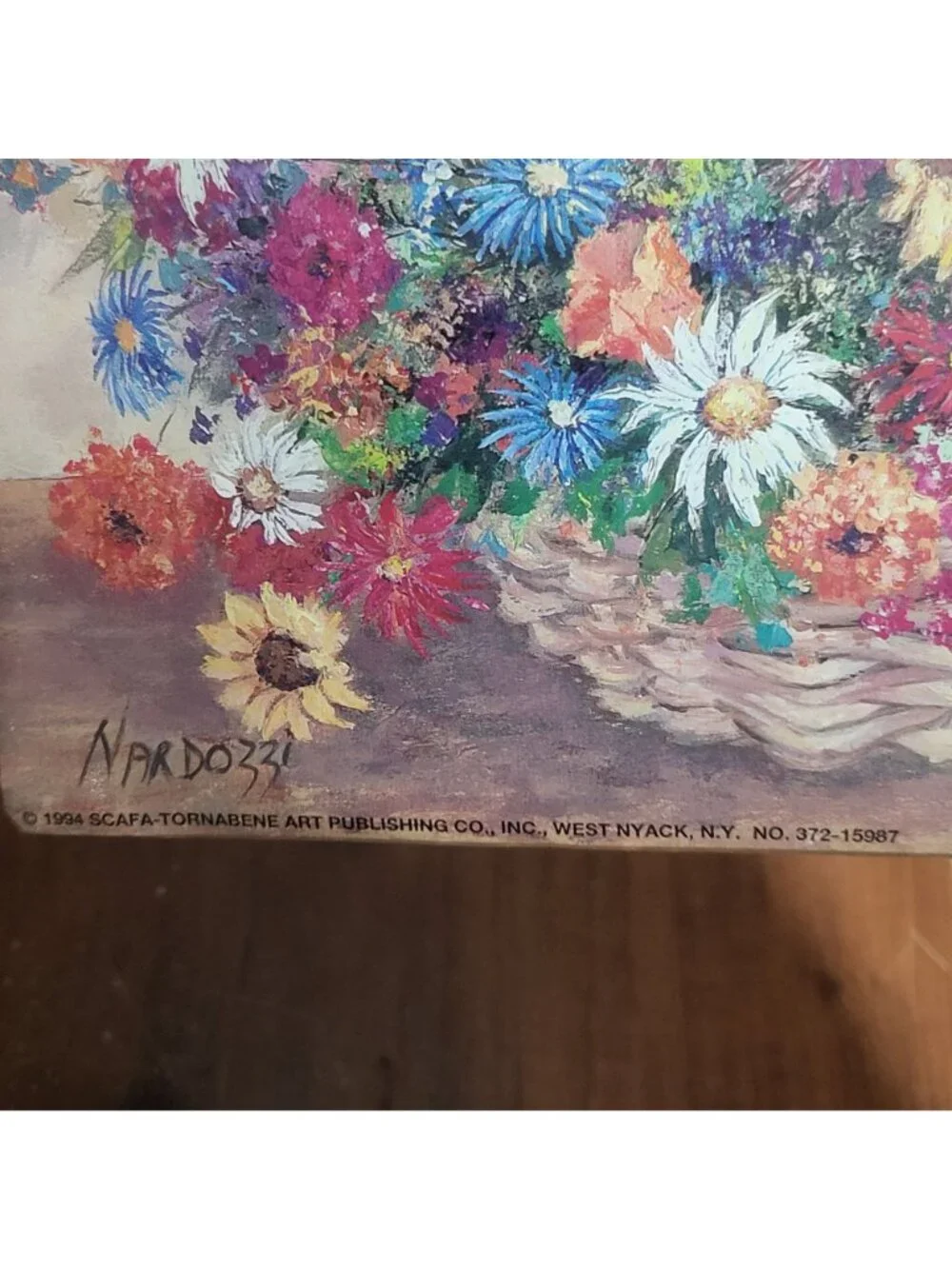 Vintage Unframed Floral Still Life Crescent Moon Art Print 1994 Nardozzi